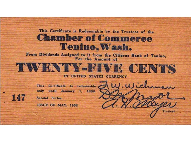 Dólares de madera, como en los años de la depresión