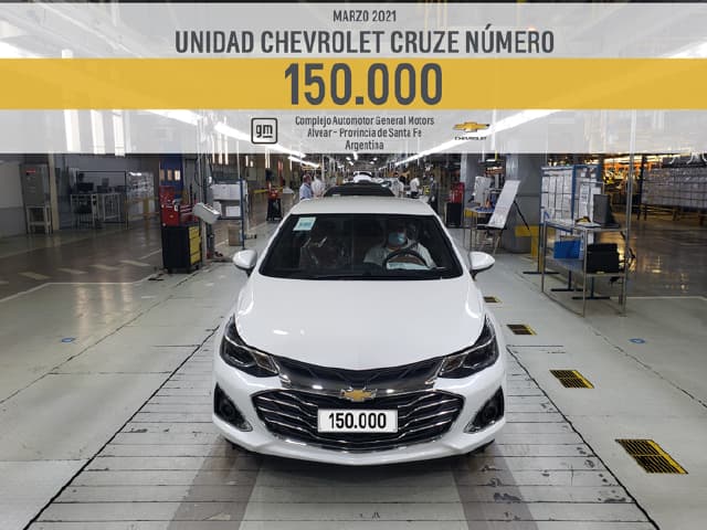 General Motors fabricó la unidad 150.000 del Chevrolet Cruze en Argentina
