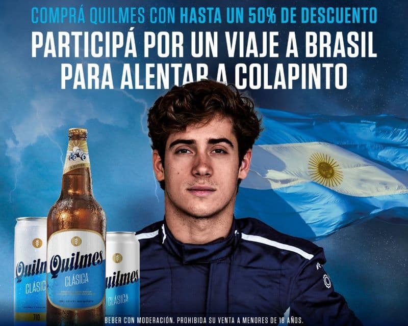 Quilmes invita a los consumidores al Gran Premio de San Pablo para alentar a Colapinto