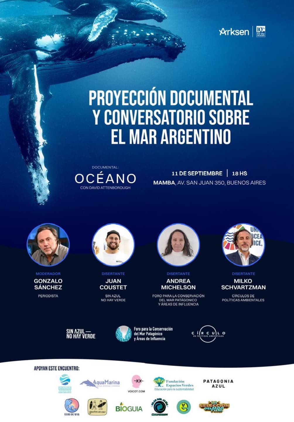 El Mar Argentino en foco: proyección de OCEAN y debate ambiental en el MAMBA