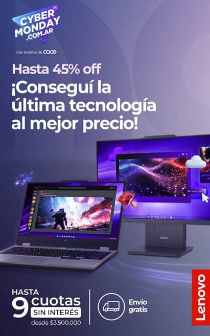 Lenovo participará en Cyber Monday 2025 con descuentos de hasta 45% y envío gratis