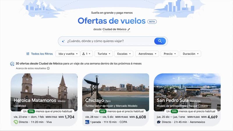 Google incorpora inteligencia artificial para optimizar la búsqueda de vuelos en Argentina