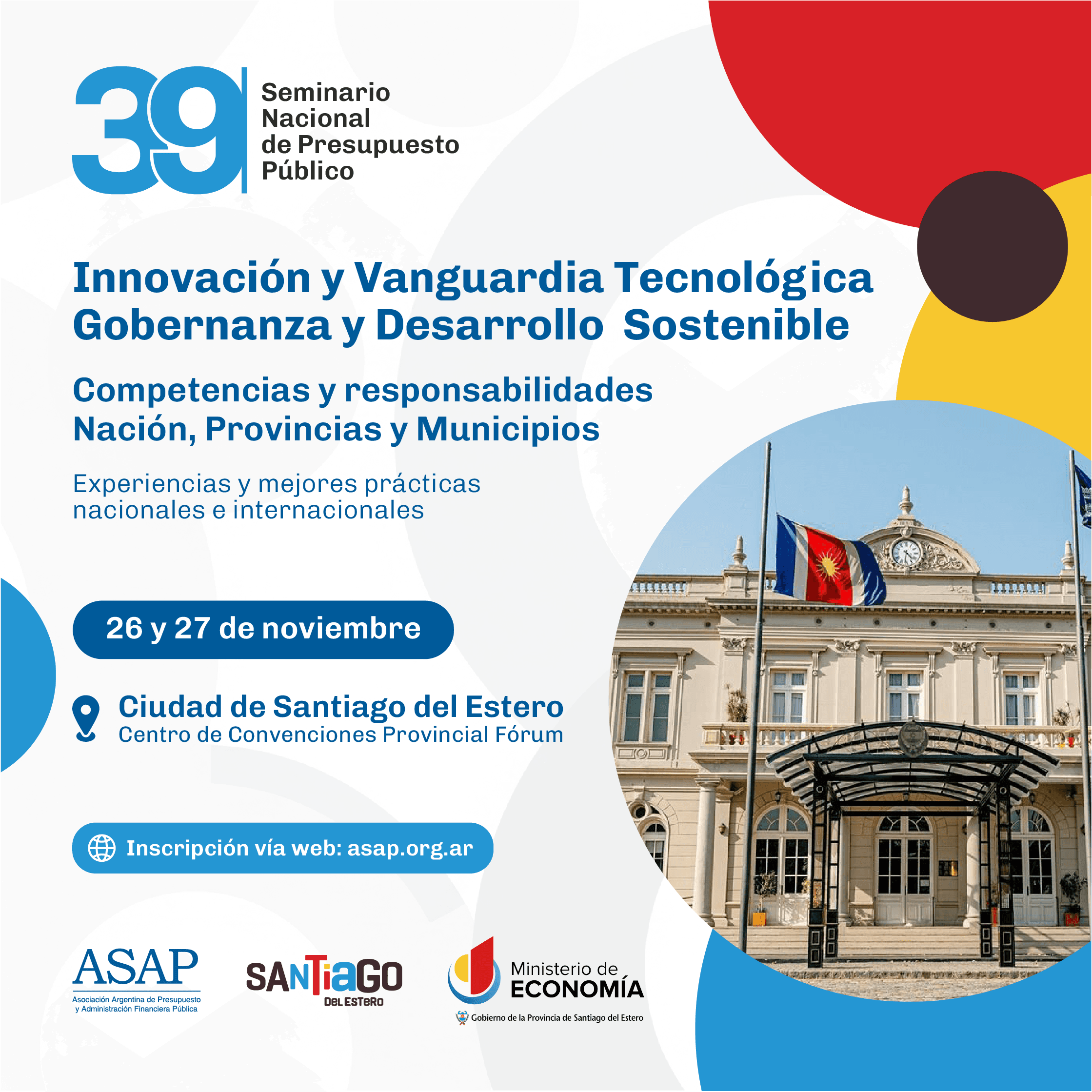 El 39° Seminario Nacional de Presupuesto Público se realizará en Santiago del Estero en noviembre