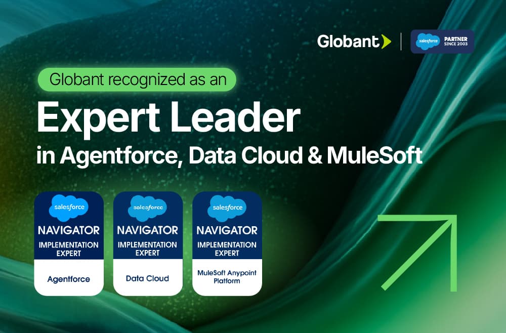 Globant recibe distinción de Salesforce por nivel experto en MuleSoft, Data Cloud y Agentforce