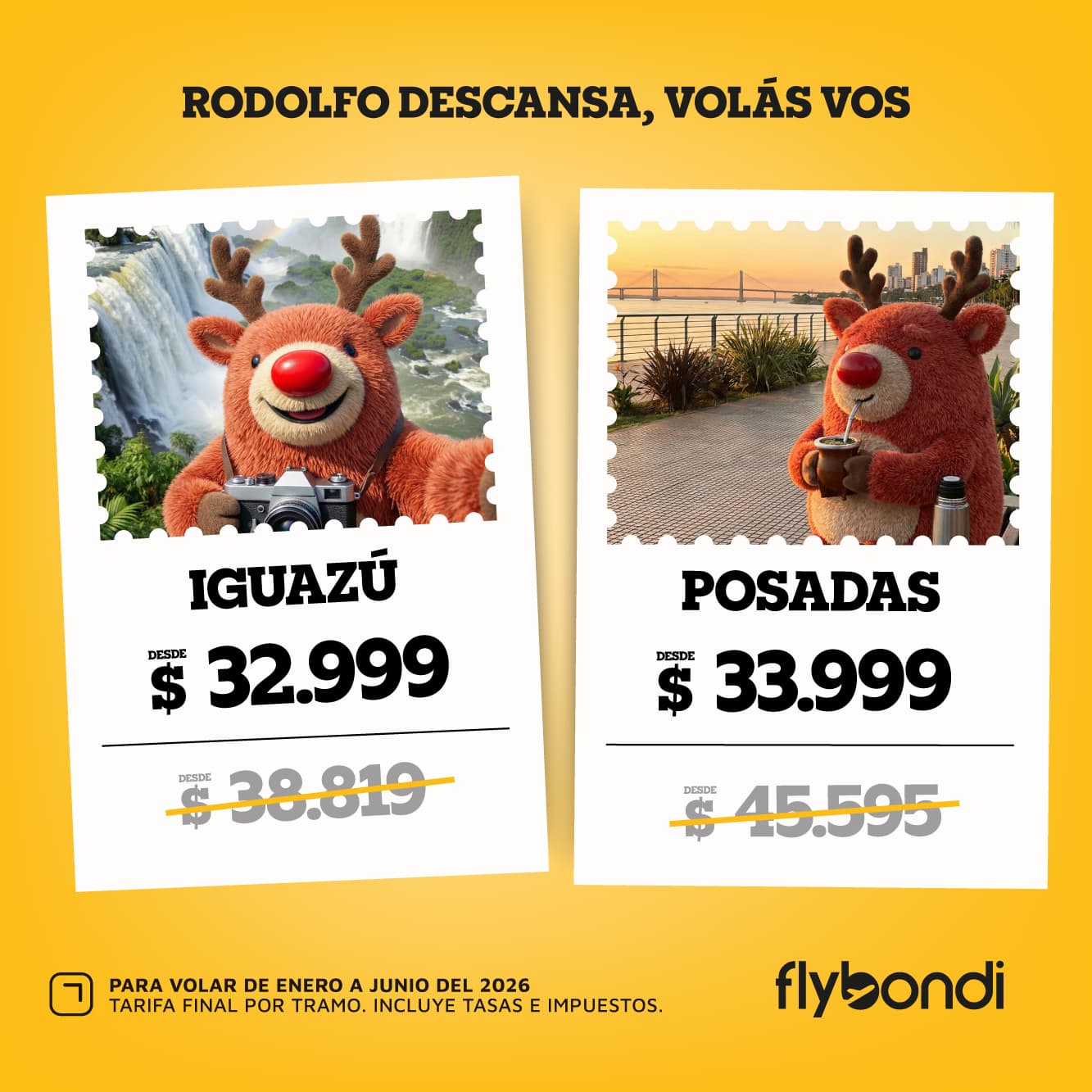 Flybondi presenta campaña “Las Vacaciones de Rodolfo” con descuentos de hasta 30% en vuelos