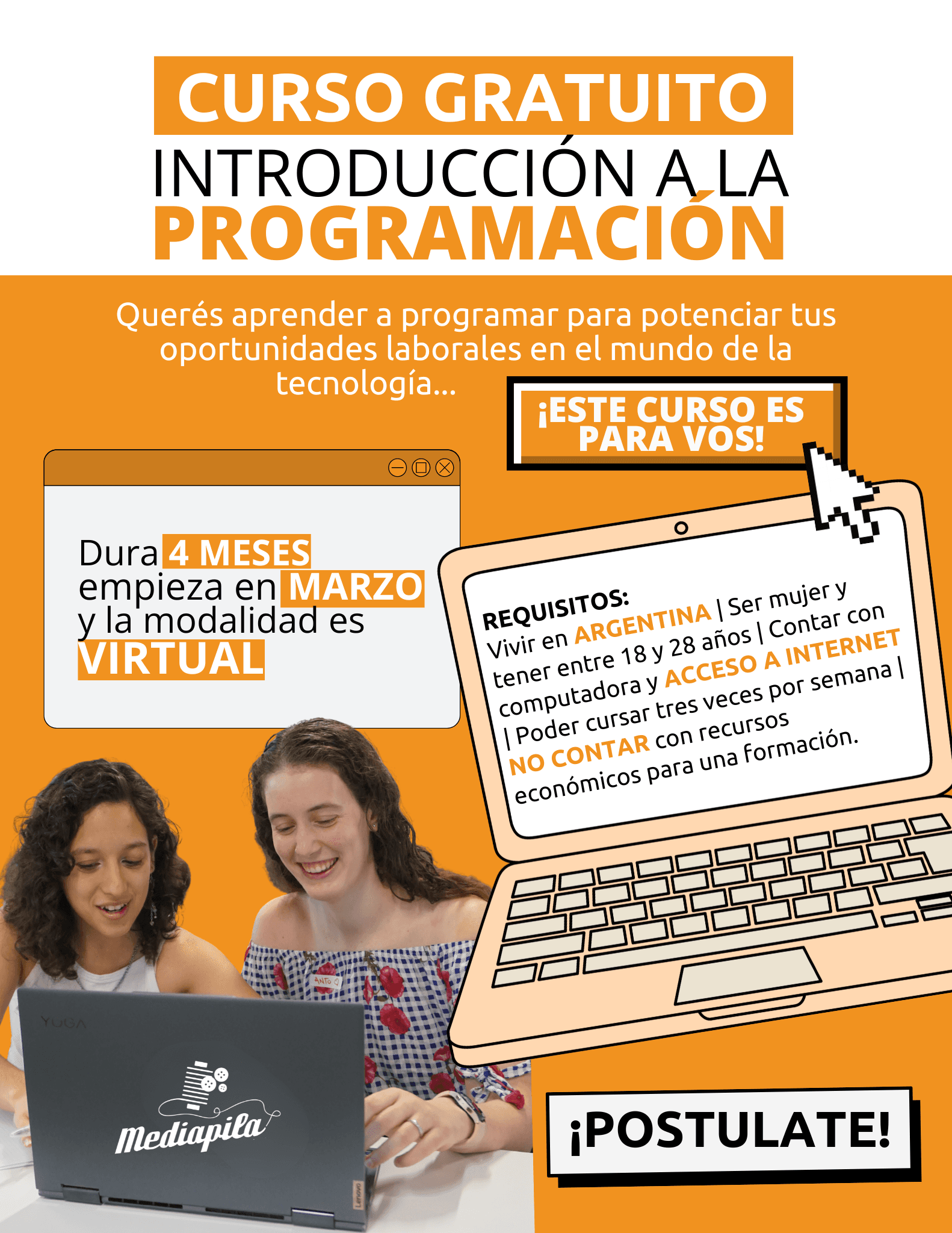 Fundación Mediapila abre inscripciones a cursos gratuitos de costura y programación