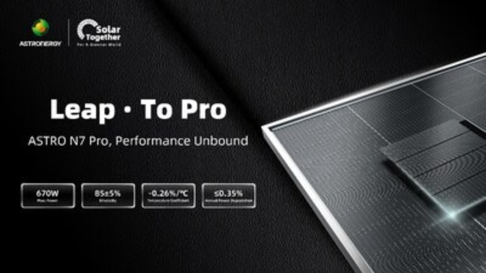 Astronergy presenta el módulo fotovoltaico ASTRO N7 Pro con tecnología TOPCon 5.0+ y mayor eficiencia