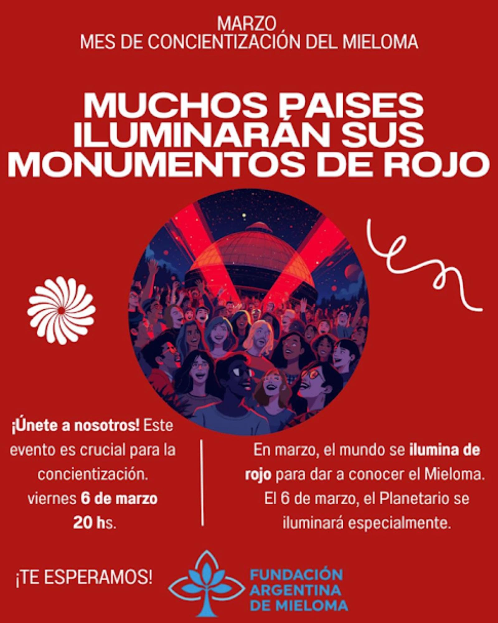 El Planetario Galileo Galilei se iluminará de rojo por el mes del mieloma