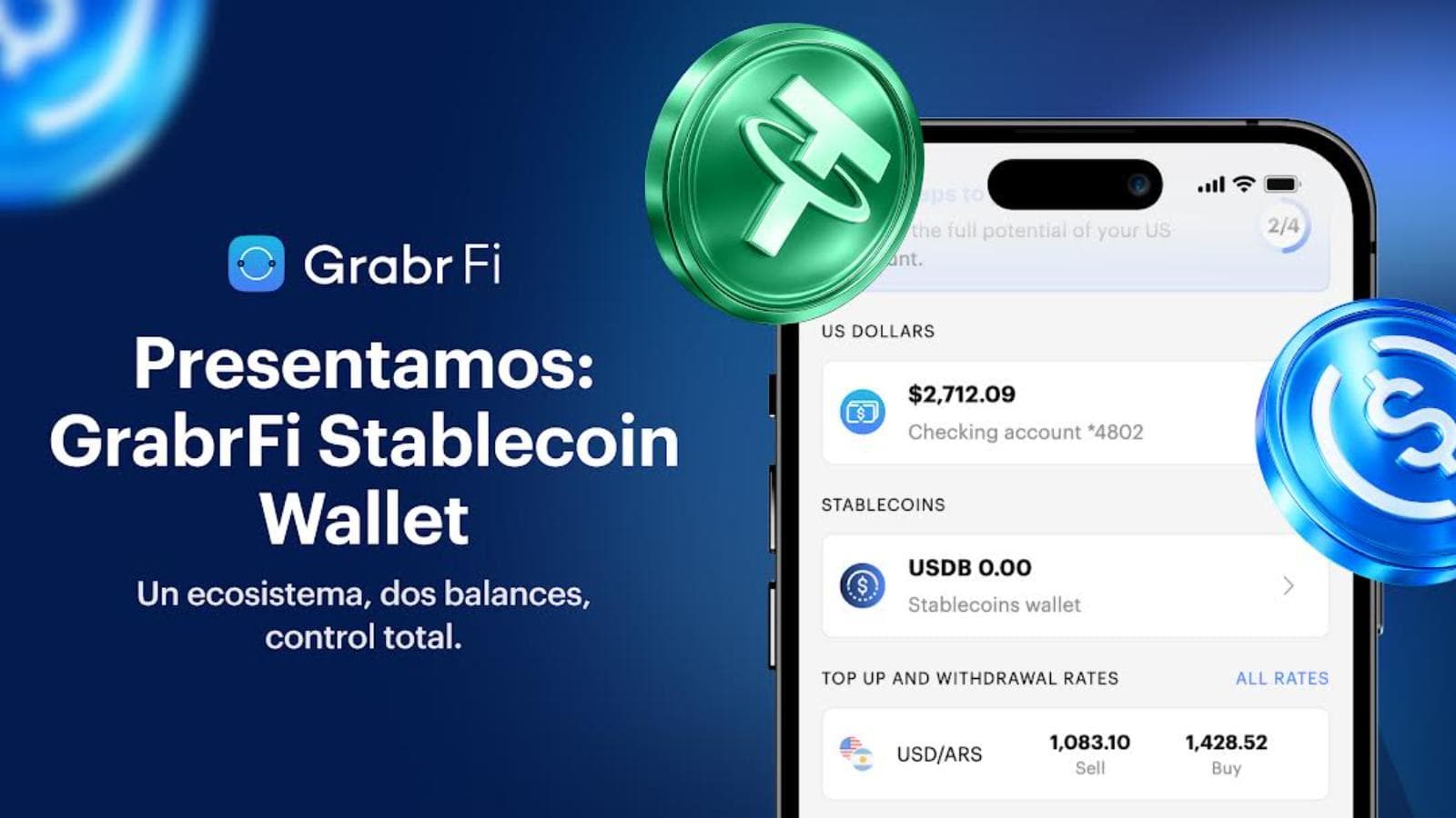 GrabrFi lanzó en Argentina una wallet que integra cuenta en EE.UU., stablecoins y tarjetas