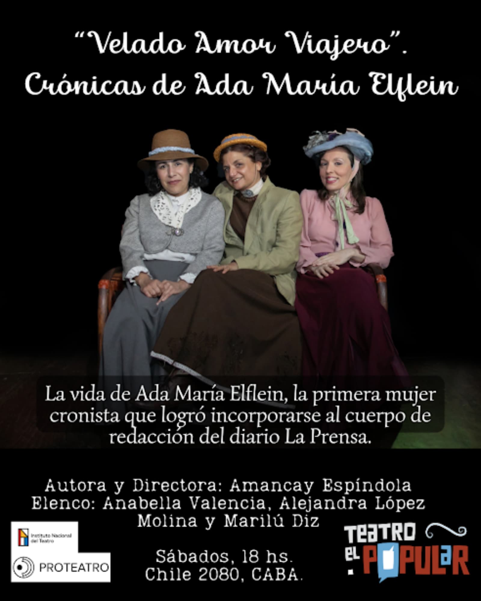 “Velado amor viajero” estrena en Teatro El Popular y retrata a Ada María Elflein