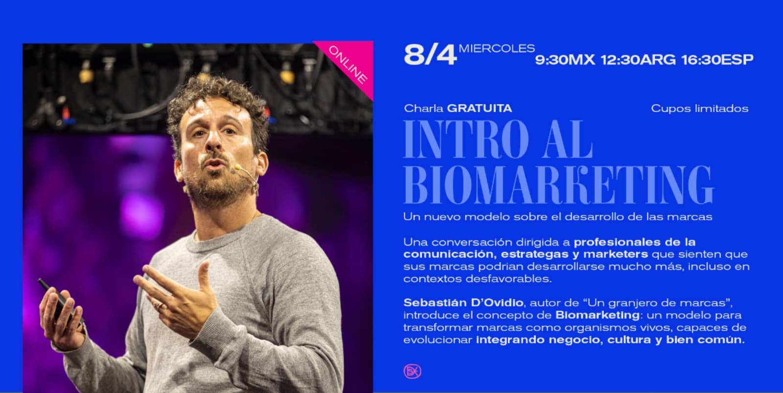 Sebastián D´Ovidio dará una charla virtual de introducción al Biomarketing el 8 de abril