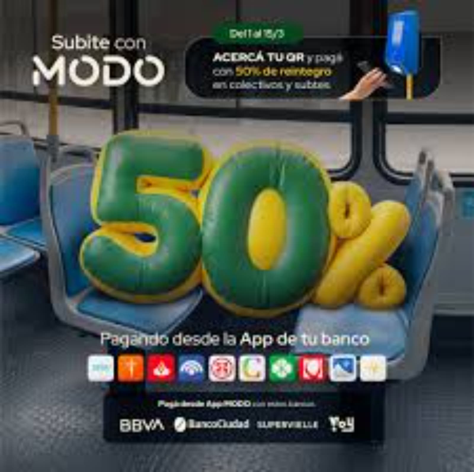 MODO activa reintegros de hasta 100% para viajes en colectivo y subte