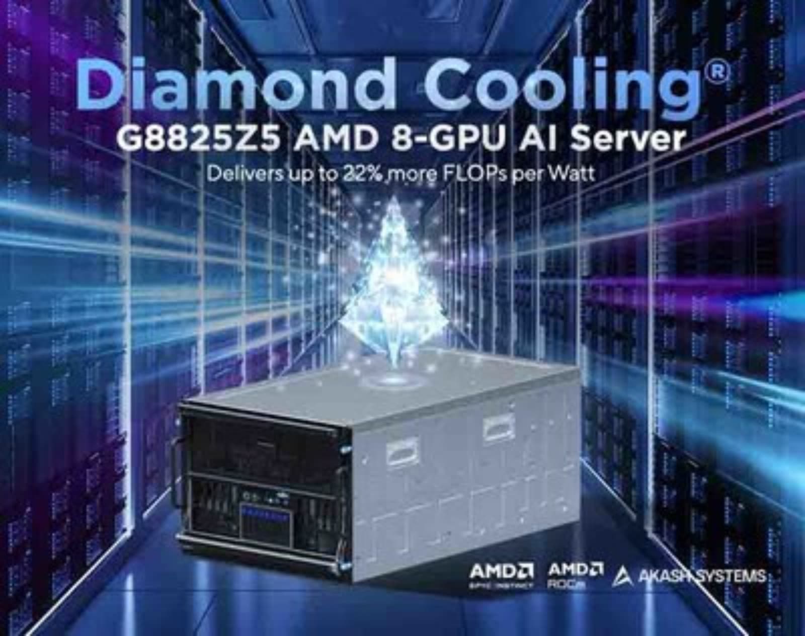 Akash Systems presentó servidores de IA refrigerados por diamante con GPU AMD Instinct MI350X