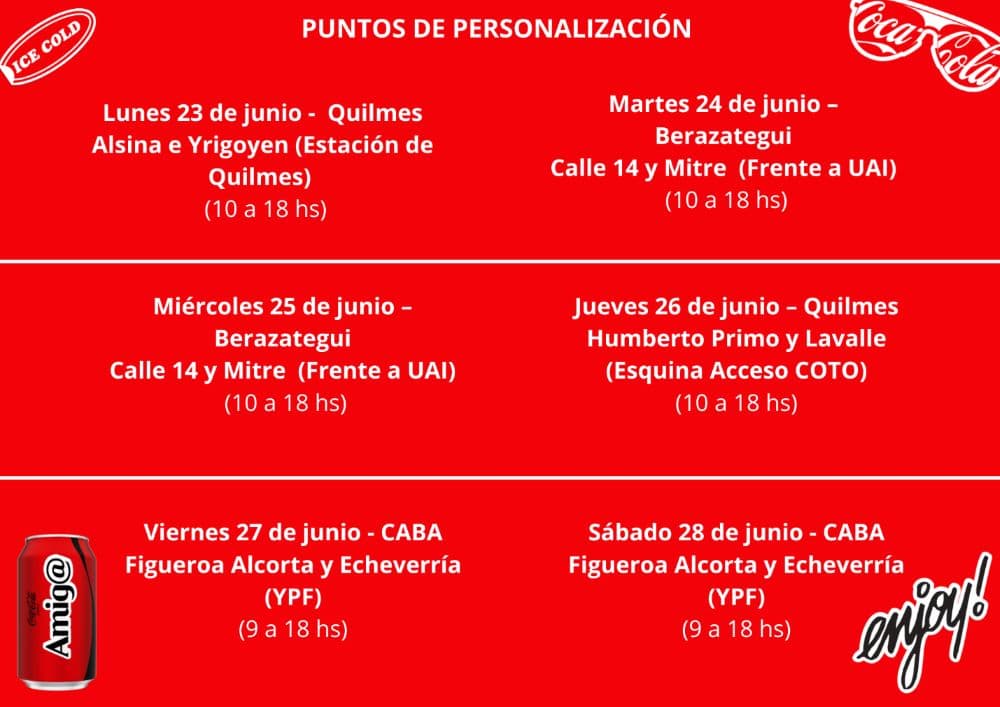 Última semana para vivir la experiencia "Compartí una Coca-Cola"