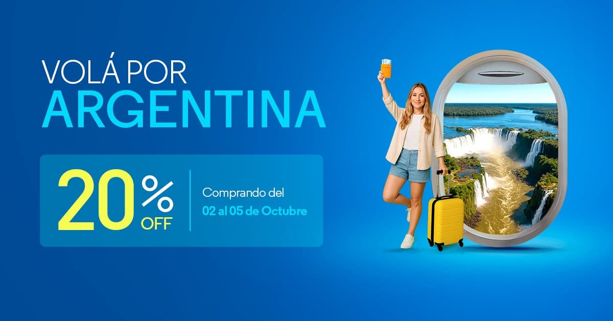 Aerolineas Argentinas lanza 20% de descuento en vuelos domésticos