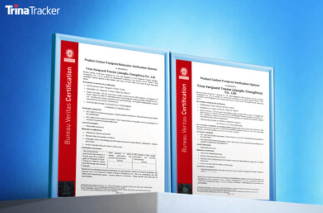 La serie Vanguard de TrinaTracker obtiene certificación de huella de carbono por Bureau Veritas