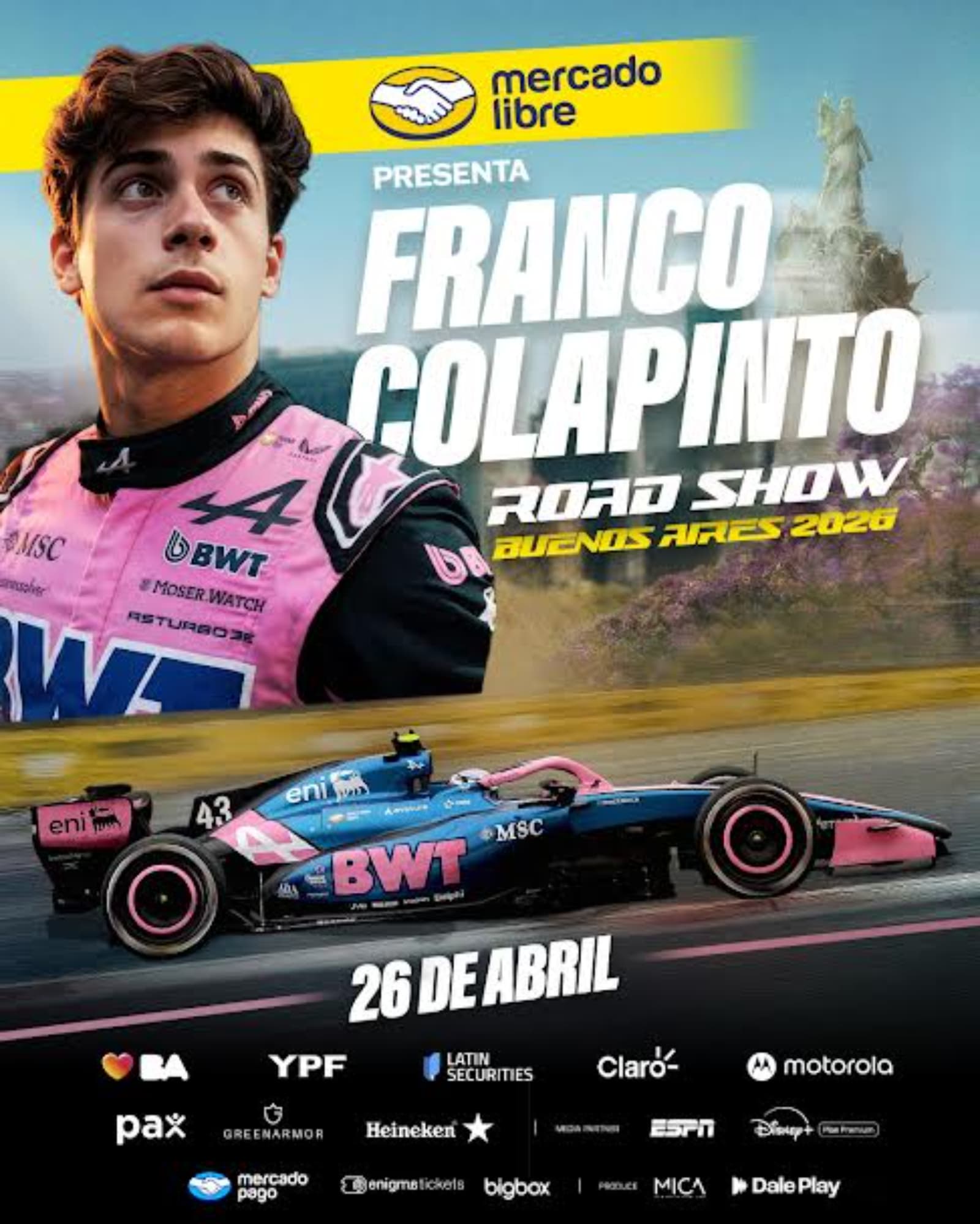 Se agotó en una hora la preventa del Road Show de Franco Colapinto