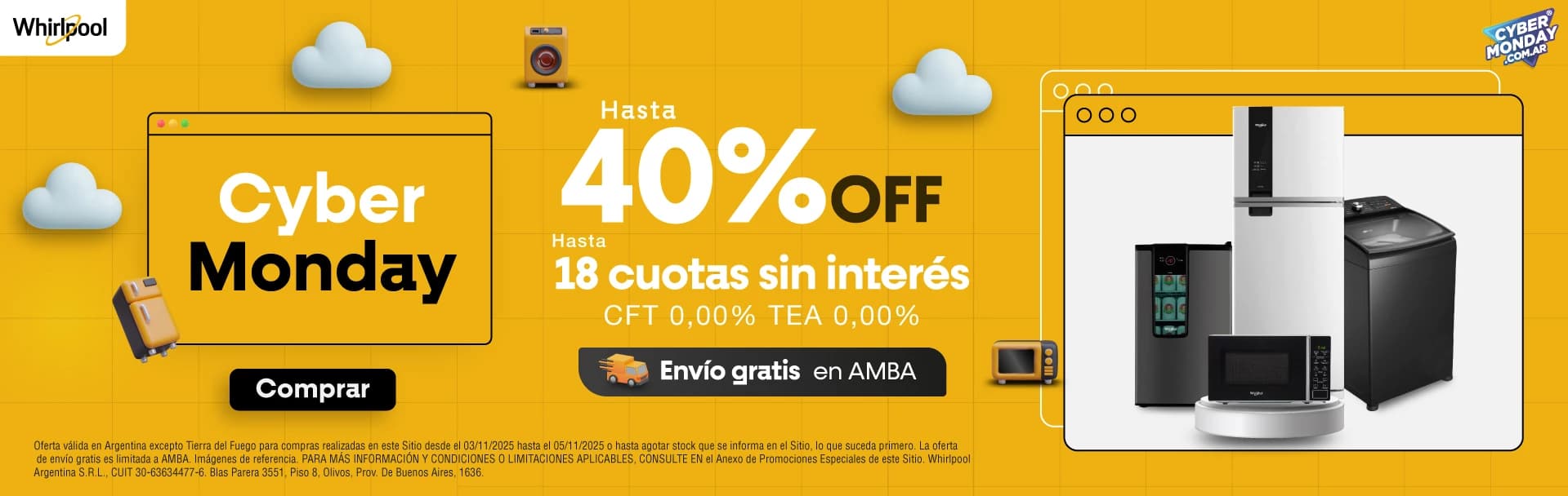 Whirlpool ofrece hasta 40% de descuento y financiación especial en Cyber Monday Argentina