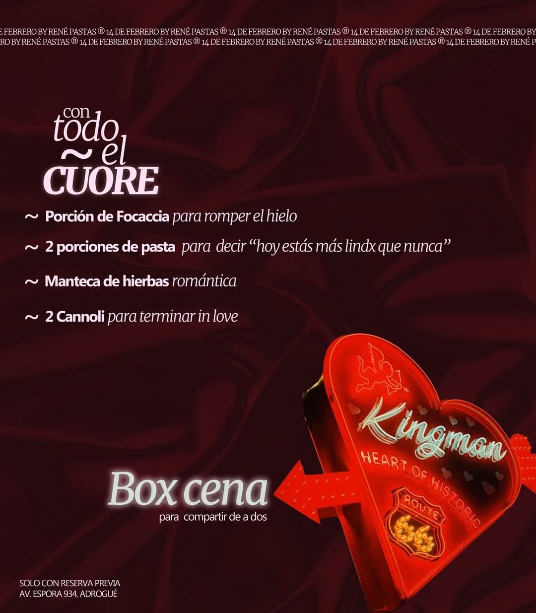 René Pastas en Adrogué propone una cita íntima para celebrar el amor