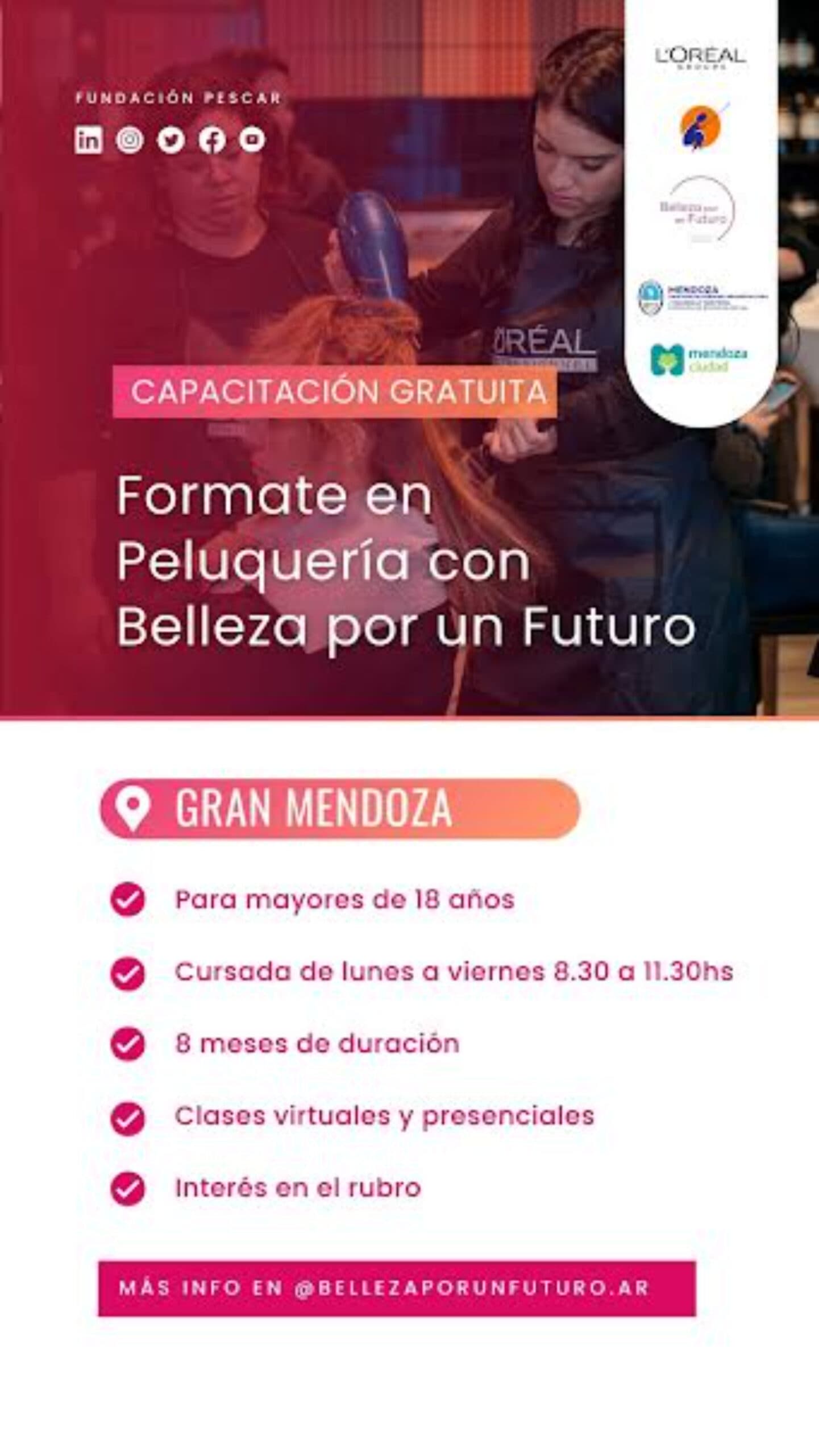 Belleza por un Futuro vuelve a Mendoza con curso gratuito y sede donada