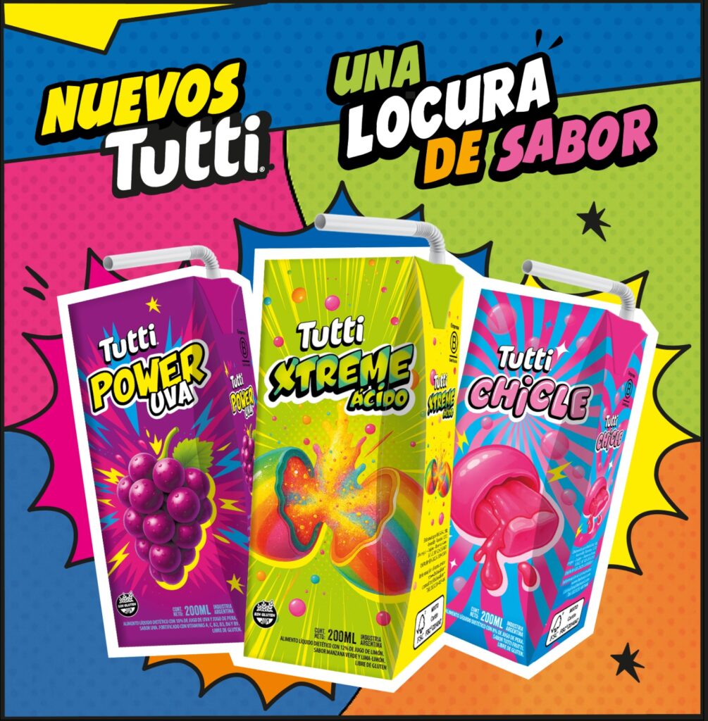 Tutti introduce jugos Xtreme Ácido, Chicle y Power Uva para chicos y adolescentes en formato 200 ml